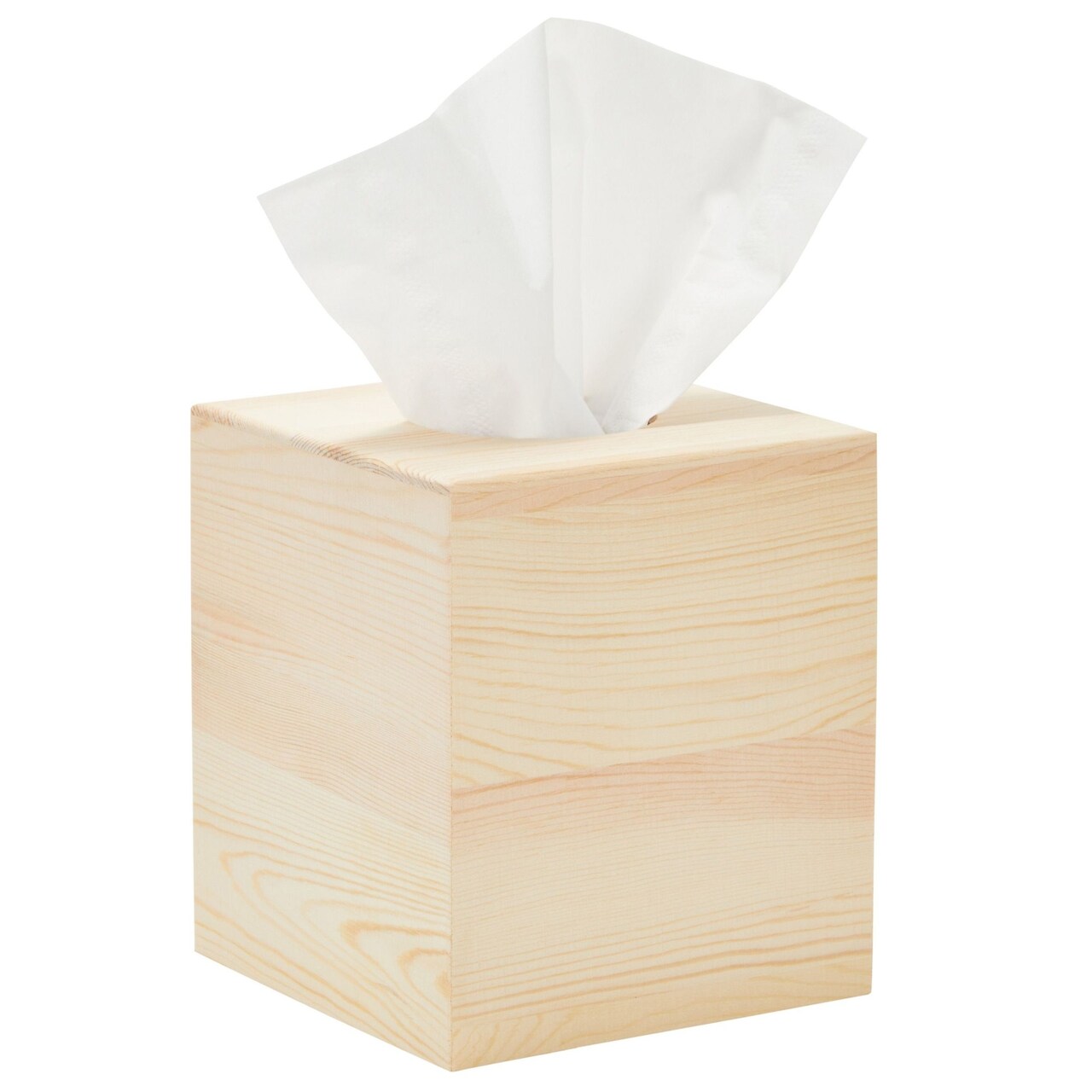 Unfinished Wood Tissue Box Cover for DIY Custom Design, Square Wooden Tissue Cover Holder with Slide Out Bottom for Home Decor, Arts & Crafts, Kid's Toys, Bathroom Décor (5x5.8 in)